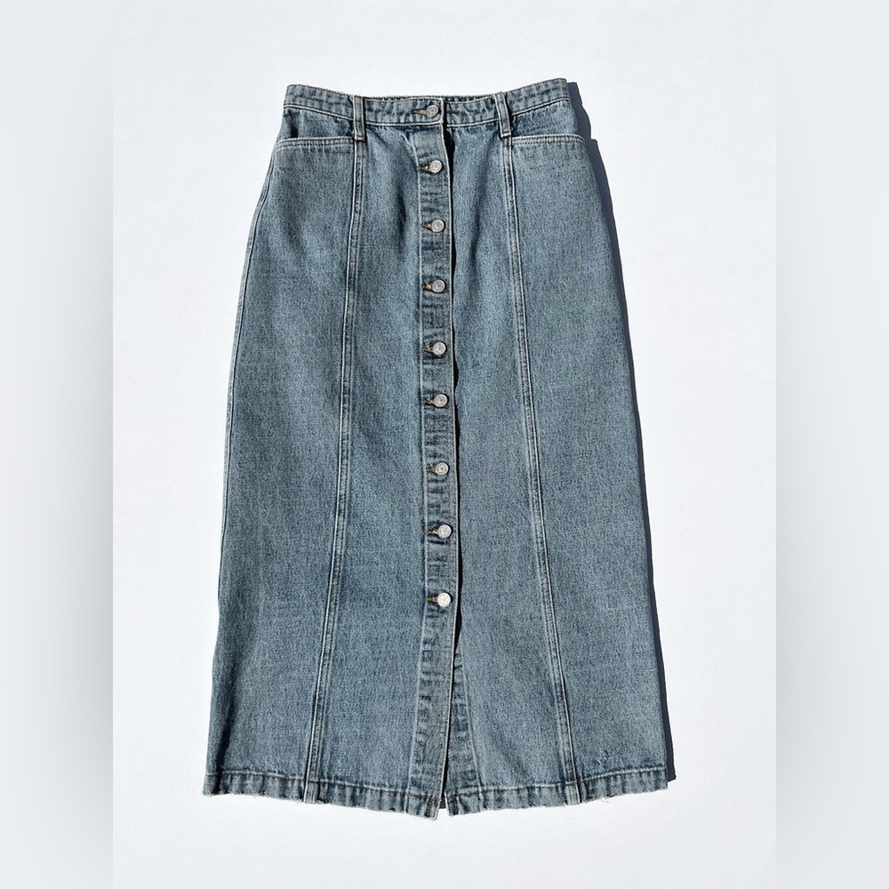 Lisa Says Gah Quinn denim midi skirt